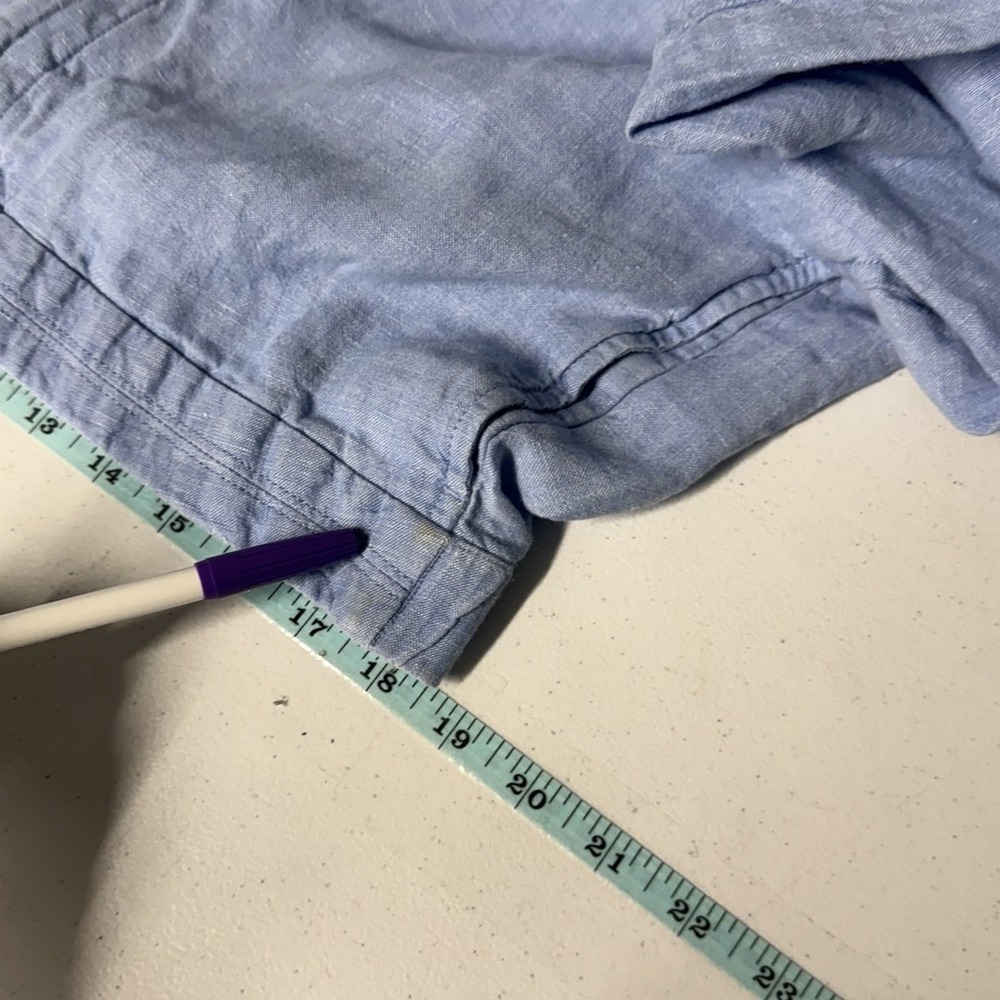 J. Jill Love Linen Wide Leg Cropped Pants Womens XL Blue Lagenlook Coastal - Picture 3 of 12